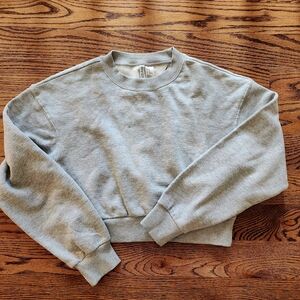Gray Cropped Crew Neck Sweatshirt H&M Divided Womens XS Loose Top